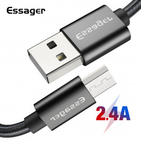   Essager USB - micro USB 2.4 A 1  Black (E1188)