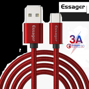   Essager USB - USB Type-C 3 A 2  Red (E1191)