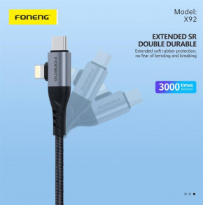  Foneng X92 4-in-1 (60W) USB/USB-C - USB-C/Lightning 1 Black (X92-CA-FIO) 7