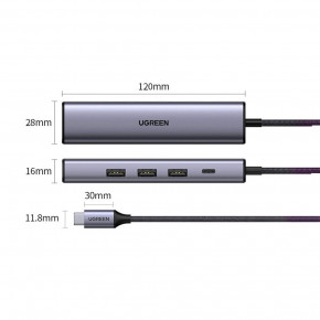  USB-C 3.0 -->3 x USB / Ethernet RJ45 1000 Mb with PD CM475 UGREEN ѳ (20932) 5