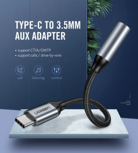  UGREEN AV142 USB Type-C AUX 3,5 mm female 0,1m Gray (UGR-30632) 5