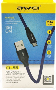  AWEI CL-55 Micro cable 1,5m Black #I/S 3