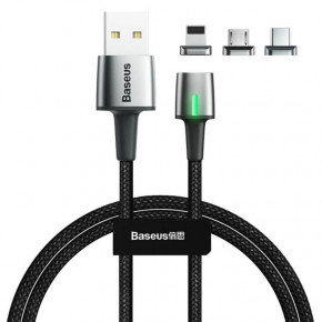  3  1 Magnetic USB - Lightning - MicroUSB - Type-C Baseus Zinc Kit 1m (TZCAXC-A01) Black