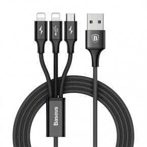  3  1 USB-Lightning-MicroUSB Baseus Rapid 3A 1.2m Black (CAMLL-SU01)