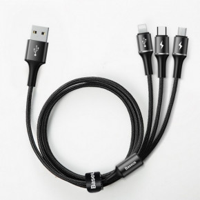    31 (MicroUSB, Type-C, Lightning) Baseus halo data 3-in-1 cable USB 3.5A 1.2m Black 3