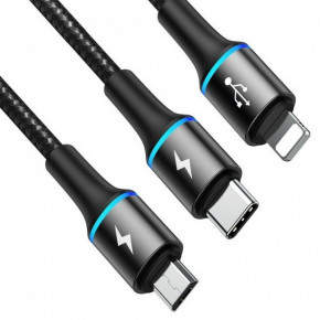    31 (MicroUSB, Type-C, Lightning) Baseus halo data 3-in-1 cable USB 3.5A 1.2m Black 4