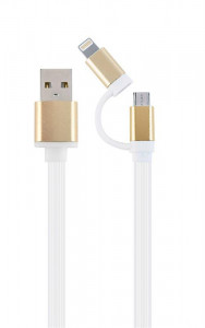  Cablexpert 2  1 USB - Lightning - Micro USB 1  White (CC-USB2-AM8PmB-1M-GD)