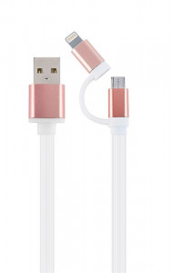  2  1 USB-Lightning-MicroUSB Cablexpert 1m Pink (CC-USB2-AM8PmB-1M-PK)