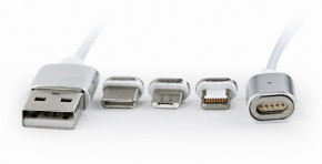  3  1 USB-Lightning-MicroUSB-Type-C Cablexpert 1m Silver (CC-USB2-AMLM31-1M)