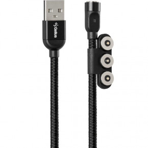  3  1 USB-Lightning-MicroUSB-Type-C Gelius Pro Magnetic GP-UC-U013u 1m 2A Black