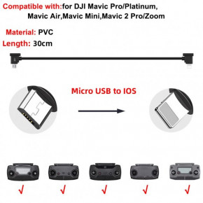  Goojodoq MicroUSB-Lightning PVC   DJI Mavic 2 Pro/Pro / Platinum / Air / Mini/Mini SE / Zoom 0.3m Black (32866812366P30ML) 3