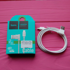  Hoco L Shape Micro USB Round 1.2M 2.1A UPM10 White 3