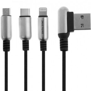  31 Hoco Micro USB+Lightning+Type-C U17 |1.5m 2.4A| black