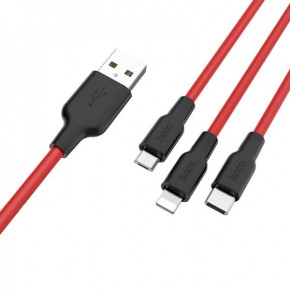  31 Micro USB+Lightning+Type-C Hoco X21 black-red