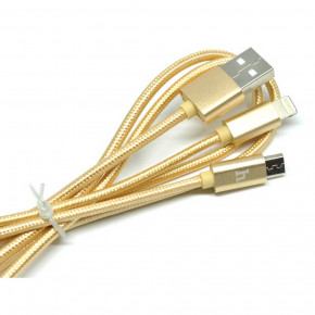  2in1 Hoco X2 Lightning+Micro-USB 1M Rose-Gold 4