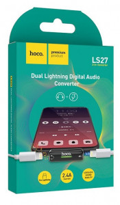  Hoco LS27 Apple Dual Lightning digital audio converter Gray