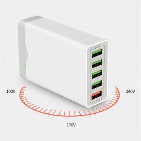   - HQ-Tech KFY-0508L 5-Port USB Smart Charger, QC 3.0, 5V/8A (40W) 8