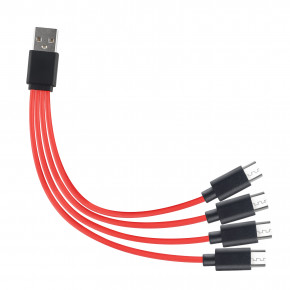   USB Soshine AM-4xMicro-B, 0.2m, 2.4A, Red 3