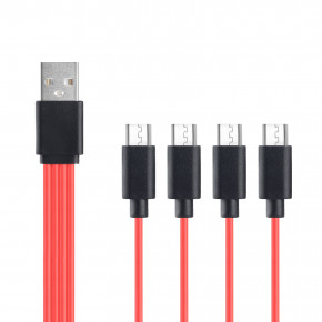   USB Soshine AM-4xMicro-B, 0.2m, 2.4A, Red 6