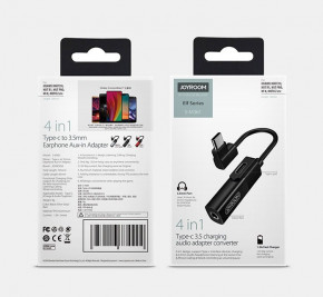  Joyroom S-M361 ( Type-C  Type-C  3.5mm AUX) charging audio adapter converter Black 4