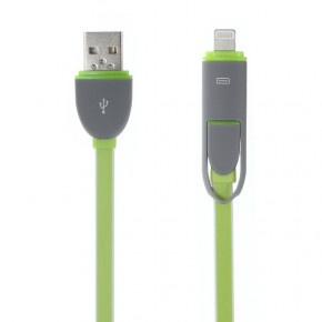  2in1 Ldnio LC81 MicroUSB+Lightning 1M 2.1A Green