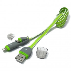  2in1 Ldnio LC81 MicroUSB+Lightning 1M 2.1A Green 3