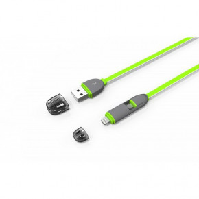  2in1 Ldnio LC81 MicroUSB+Lightning 1M 2.1A Green 4