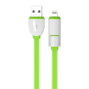  2in1 Ldnio LC82 MicroUSB+Lightning 1M 2.1A Green