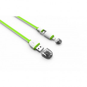  2in1 Ldnio LC82 MicroUSB+Lightning 1M 2.1A Green 3