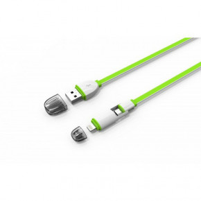  2in1 Ldnio LC82 MicroUSB+Lightning 1M 2.1A Green 4