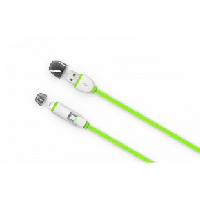  2in1 Ldnio LC82 MicroUSB+Lightning 1M 2.1A Green 5