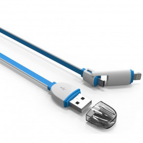  2in1 Ldnio LC82 MicroUSB+Lightning 1M 2.1A Blue 3