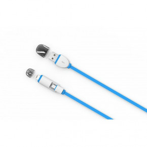  2in1 Ldnio LC82 MicroUSB+Lightning 1M 2.1A Blue 4