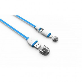  2in1 Ldnio LC82 MicroUSB+Lightning 1M 2.1A Blue 5