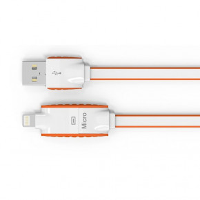  2in1 Ldnio LC83 MicroUSB+Lightning 1M 2.1A Orange 4