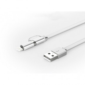  2in1 Ldnio LC84 MicroUSB+Lightning 1M 2.1A White 3