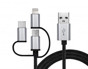  3  1 USB-Lightning-MicroUSB-Type-C REAL-EL Premium 1m Black (EL123500035)