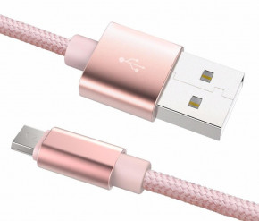  Rock Metal Charge & Sync round micro cable 1M Rose Gold #I/S