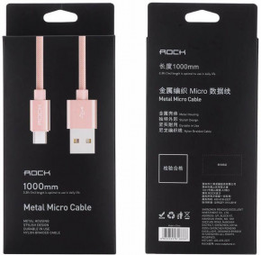  Rock Metal Charge & Sync round micro cable 1M Rose Gold #I/S 3