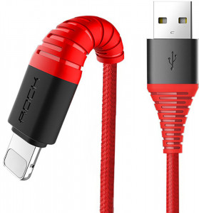  Rock Hi-Tensile lightning Charge & Sync round Cable 1,2M Red #I/S