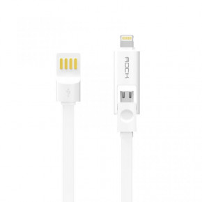  2-in-1 Rock Micro USB+Lightning Flat 1M 2.1A White