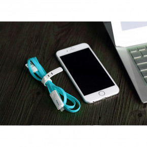  2-in-1 Rock Micro USB+Lightning Flat 1M 2.1A Blue 3