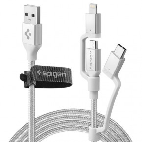  3  1 USB-Lightning-MicroUSB-Type-C Spigen Essential C10i3 1.5m Silver (000CB23017)