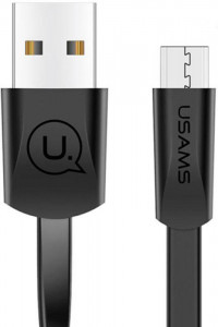  Usams US-SJ201 U2 Flat MicroUsb cable 1.2m Black #I/S