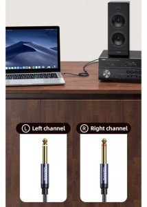  Usams US-SJ540 3.5mm to Dual 6.35mm Aluminum Alloy Audio Cable AUX 3.5  6,3  (jack) 2m Tarnish (SJ540YP01) 3