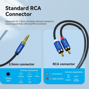  Vention AUX 3.5 mm M - 2xRCA M, 1.5 m, Blue (BCPLG) 5