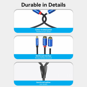  Vention AUX 3.5 mm M - 2xRCA M, 1.5 m, Blue (BCPLG) 7