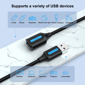 - Vention CBIBI USB 2.0 A Male to USB 2.0 A Female 3m Black (CBIBI) 8