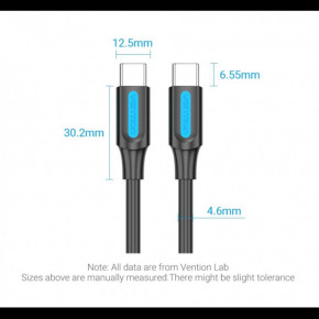  Vention USB Type-C - USB Type-C (M/M), TPE Round PD 100 W, 5 A, 1.5 , Black (COTBG) 4