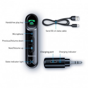    Baseus Bluetooth Qiyin AUX Black (12400) 5